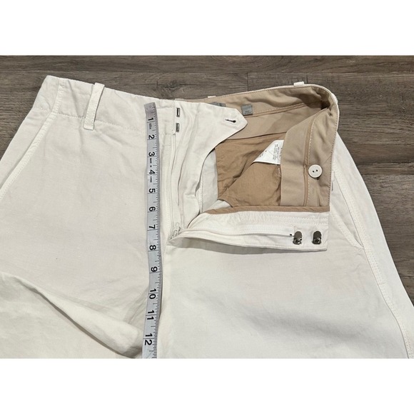 VINCE Wide Leg Cropped Linen Blend Pants White Women Size 6 Minimalist - Picture 7 of 9